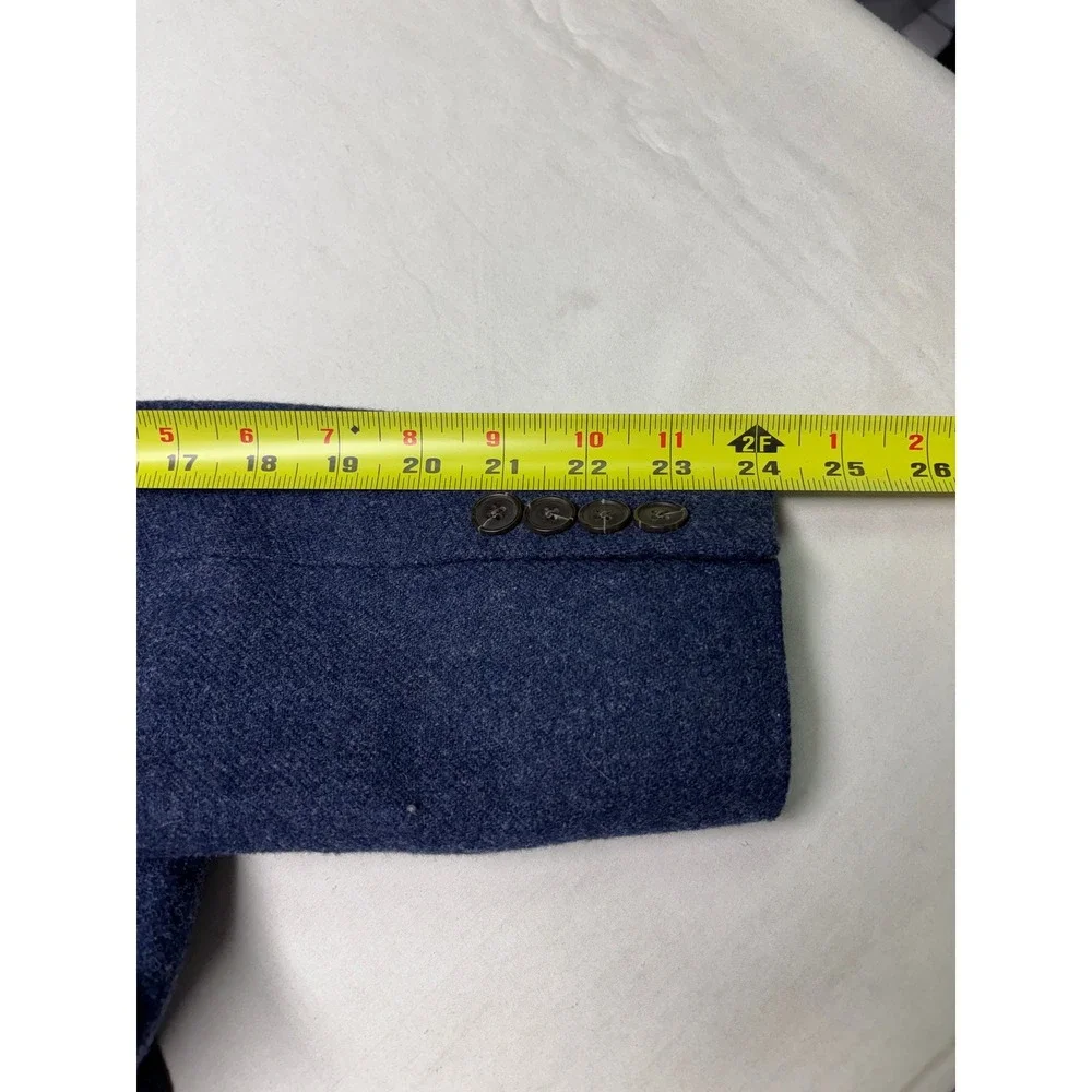 J. Crew Mens 38R Blue Wool Blend Blazer Sport Coat Suede Elbow Patches